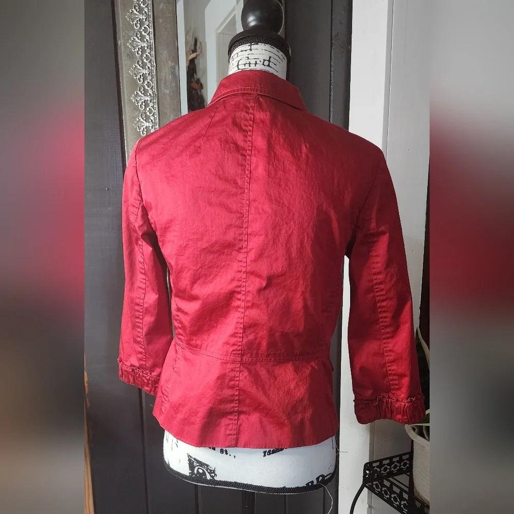 Talbots Red Ruffled Blazer - Picture 3 of 7